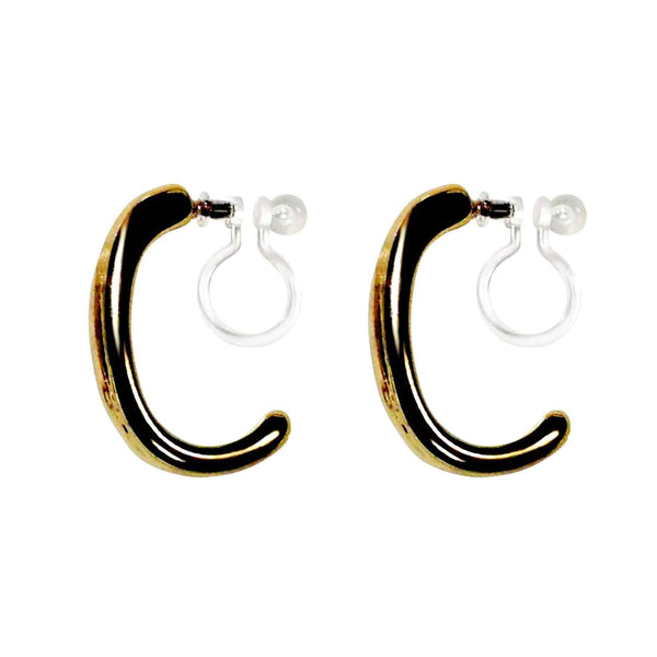 Gold Gold Thick Invisible Clip On Hoop Earrings