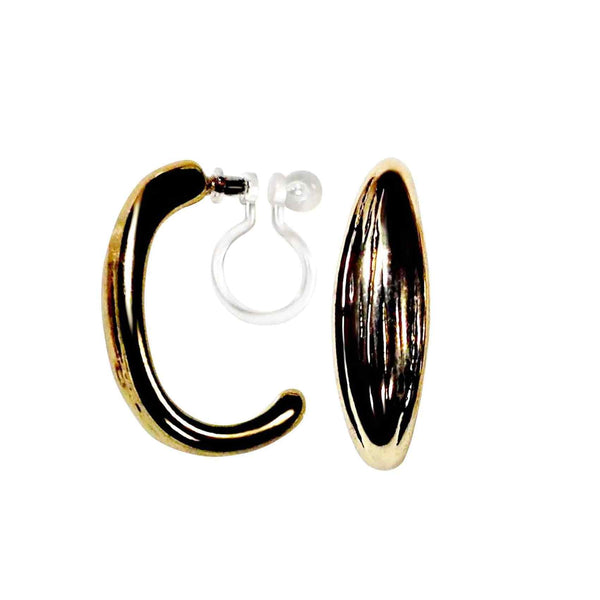 Gold Gold Thick Invisible Clip On Hoop Earrings