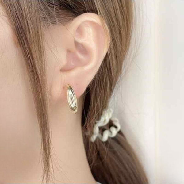 Gold Gold Thick Invisible Clip On Hoop Earrings