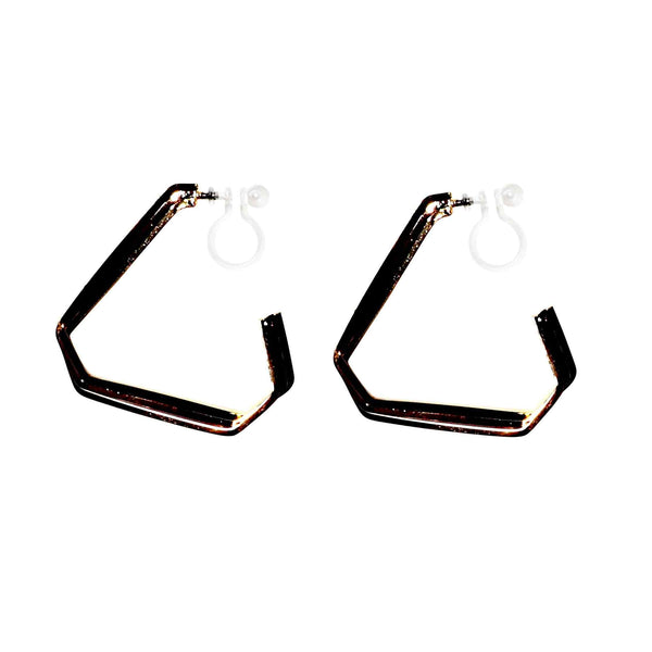 Triangle Invisible Clip On Hoop Earrings (Gold/Silver)