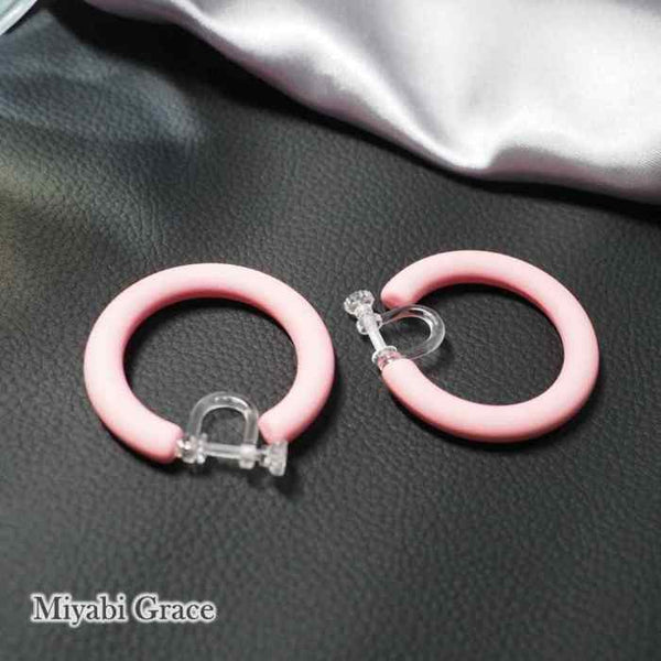 Red/Black/White/Green/Blue//Pink/Yellow 40 mm Invisible Clip On Hoop Screw-Back Earrings