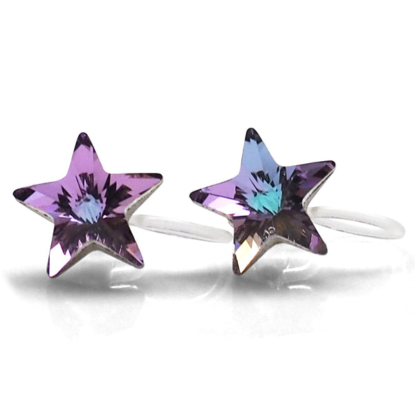 Star Swarovski Crystal Screw-Back Invisible Clip On Stud Earrings