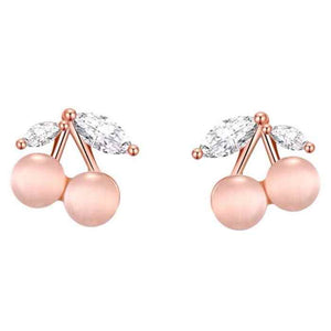 Rose Gold Pink Cherry Coil Clip On Earrings