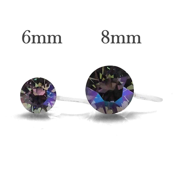 Dark Blue Swarovski Crystal Screw-Back Invisible Clip On Stud Stud Earrings