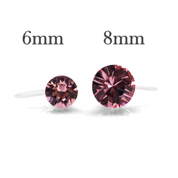 Light Rose Pink Swarovski Crystal Screw-Back Invisible Clip On Stud Earrings