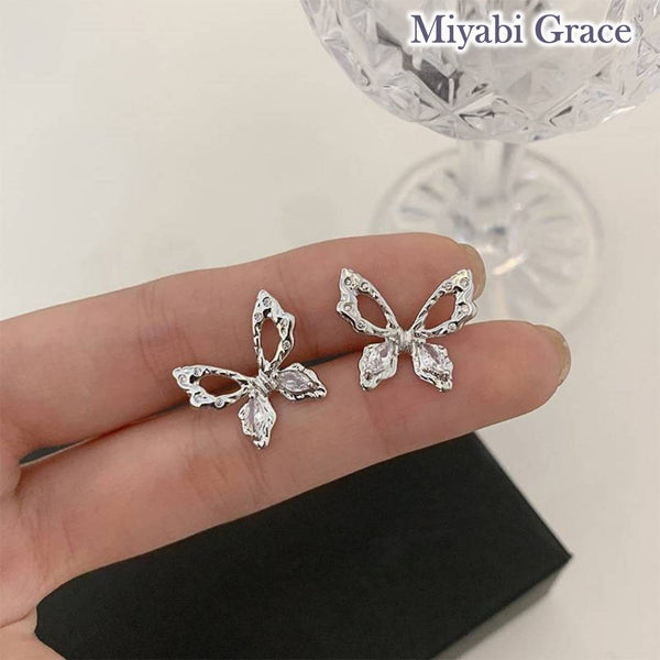 Silver Butterfly Invisible Clip On Earrings