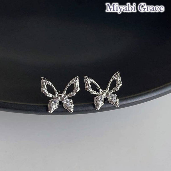 Silver Butterfly Invisible Clip On Earrings