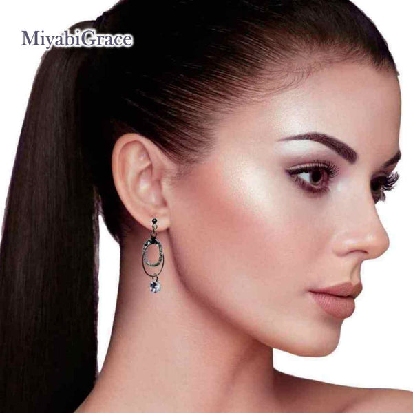 Double Oval Hoop with Cubic Zirconia Invisible Clip On Earrings