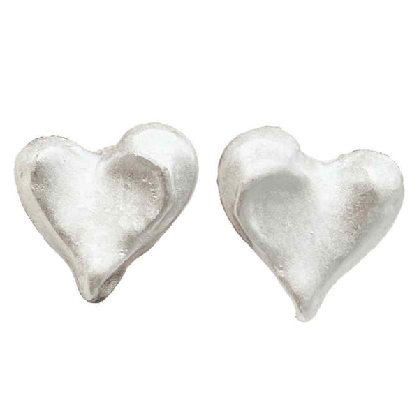 Silver Hammered Heart Coil Clip On Earrings