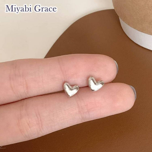 Small Silver Heart Invisible Clip On Stud Earrings