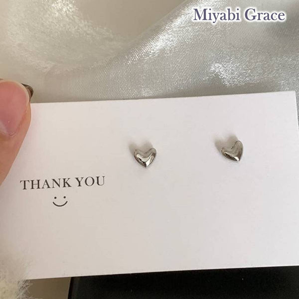 Small Silver Heart Invisible Clip On Stud Earrings