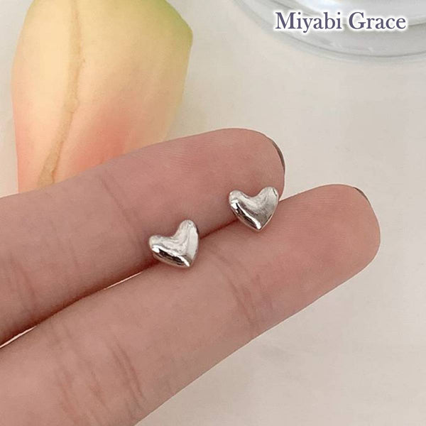 Small Silver Heart Invisible Clip On Stud Earrings