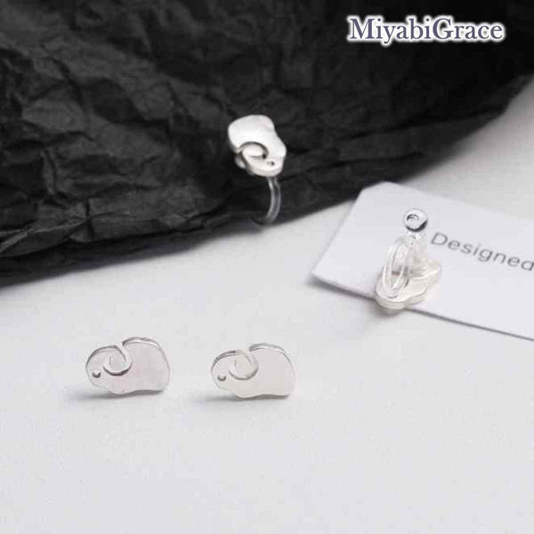 Silver Sheep Invisible Clip On Stud Earrings