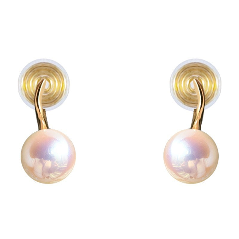 White Freshwater Pearl & Gold Hoop Coil Clip On Earrings