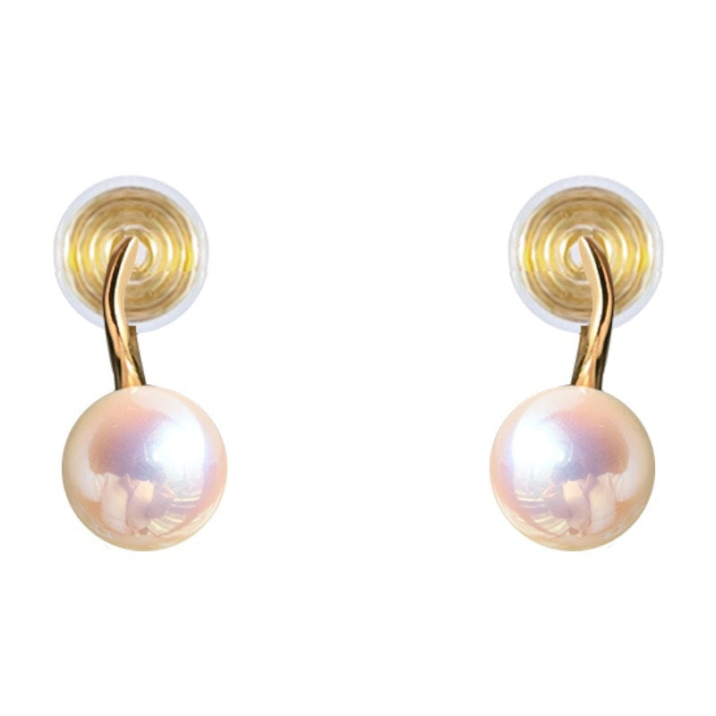 White Freshwater Pearl & Gold Hoop Coil Clip On Earrings