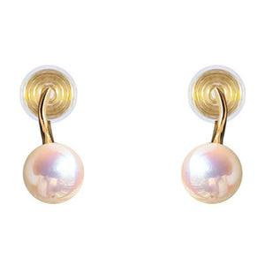 White Freshwater Pearl & Gold Hoop Coil Clip On Earrings