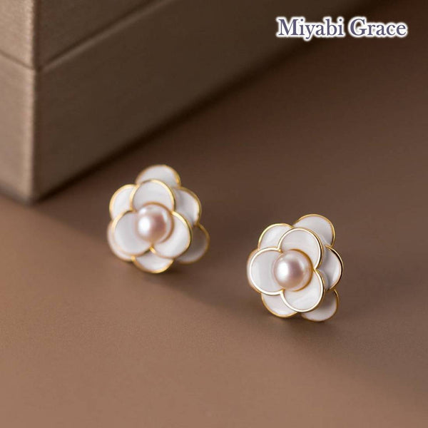 Small White Rose Flower Invisible Clip On Stud Earrings