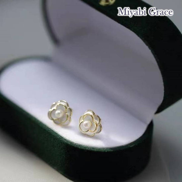 Small White Rose Flower Invisible Clip On Stud Earrings