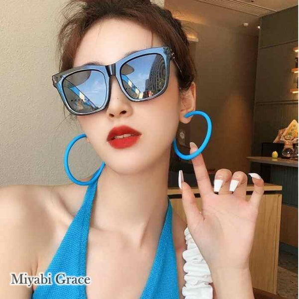 Red/Green/Blue 65 mm Invisible Clip On Hoop Screw-Back Earrings