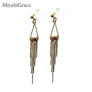 Glamorous Gradated Fringe Bar Invisible Clip-On Earrings | Luxe and Lightweight