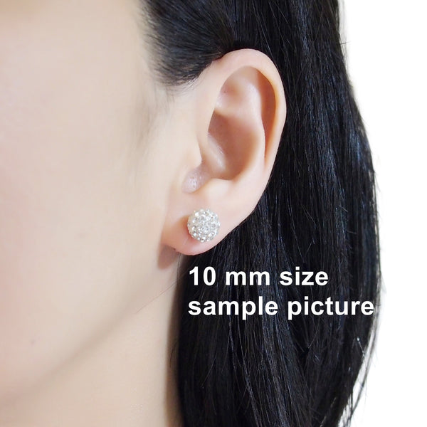 Black rhinestone pave ball invisible clip on earrings - Miyabi Grace