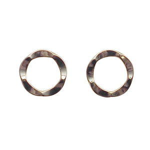 Flower Circle Hoop Invisible clip on stud earrings ( Gold tone ) - Miyabi Grace