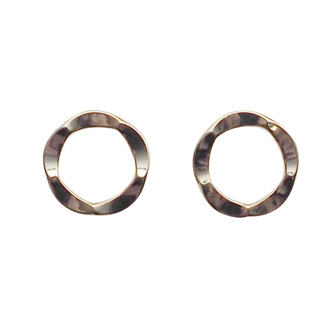 Flower Circle Hoop Invisible clip on stud earrings ( Gold tone ) - Miyabi Grace