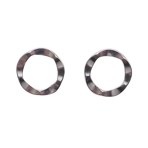 Flower Circle Hoop Invisible clip on stud earrings ( Silver tone ) - Miyabi Grace