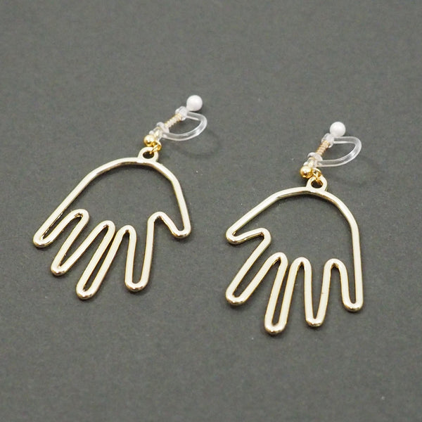 Gold Picasso Hand Invisible Clip On Earrings - Miyabi Grace