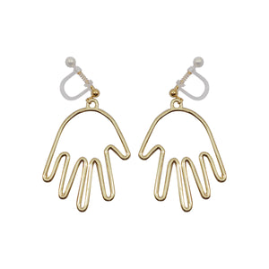 Gold Picasso Hand Invisible Clip On Earrings - Miyabi Grace