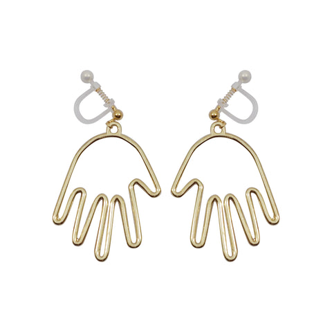 Gold Picasso Hand Invisible Clip On Earrings - Miyabi Grace