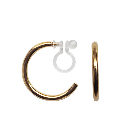 Gold Invisible Clip On Hoop Earrings - Miyabi Grace