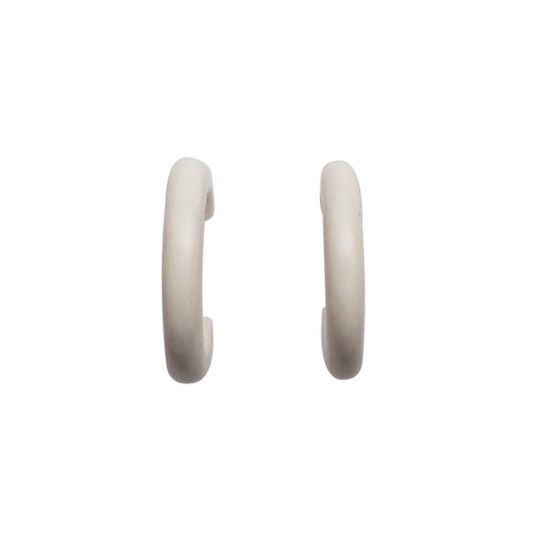 White Wood Invisible Clip On Hoop Earrings - Miyabi Grace