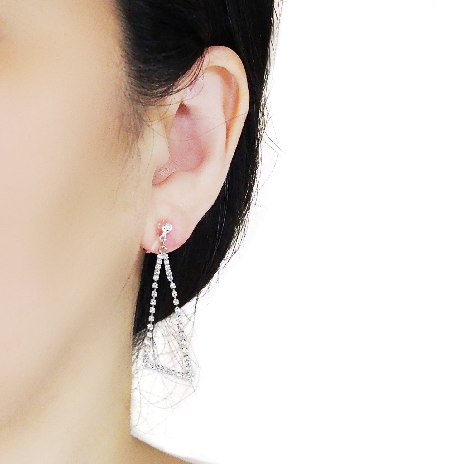 Clip On Sparkle Twist Dangling Earrings - Silver Tone Non-Pierced Ear Jewelry