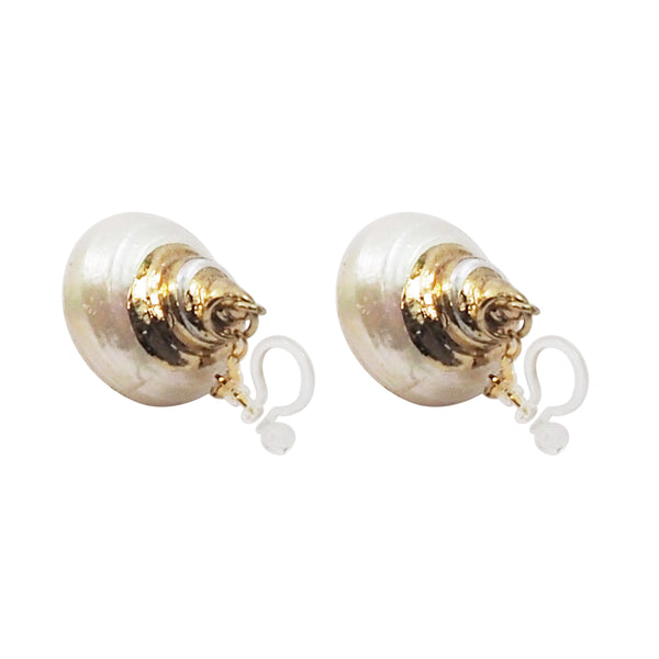 White Shell Invisible Clip On Earrings - Miyabi Grace