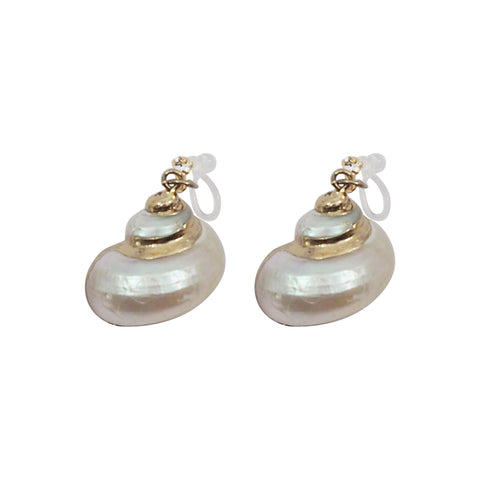White Shell Invisible Clip On Earrings - Miyabi Grace