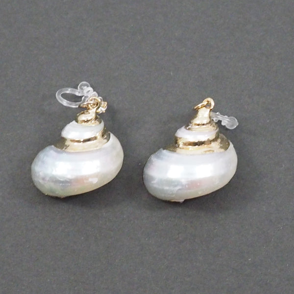 White Shell Invisible Clip On Earrings - Miyabi Grace