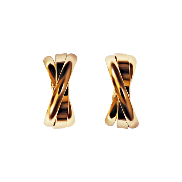 Gold 20mm Triple Hoop Clip Angle Adjustable Spiral Clip On Earrings