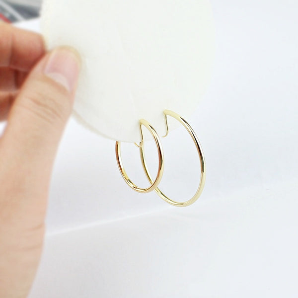 Gold 30mm Hoop Angle Adjustable Spiral Clip On Earrings