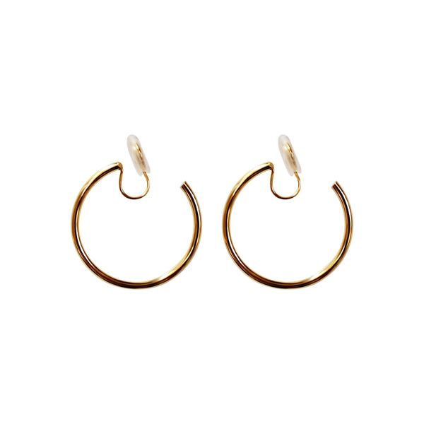 Gold 30mm Hoop Angle Adjustable Spiral Clip On Earrings