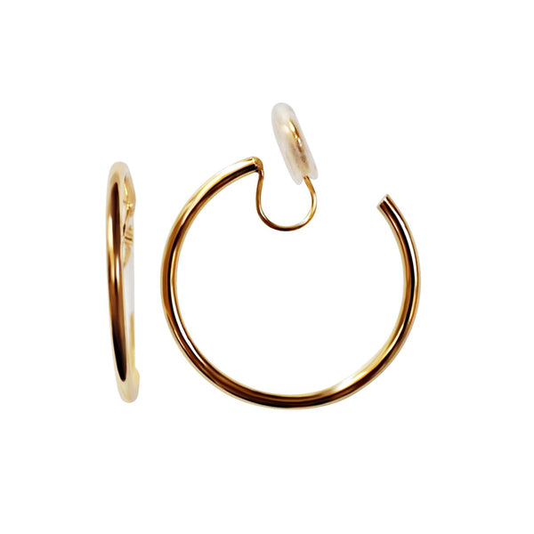 Gold 30mm Hoop Angle Adjustable Spiral Clip On Earrings