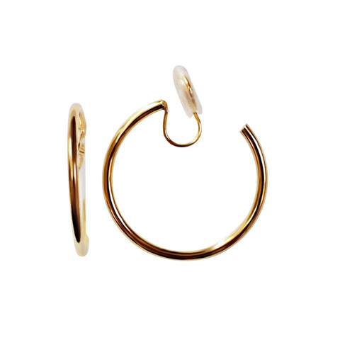 Gold 30mm Hoop Angle Adjustable Spiral Clip On Earrings