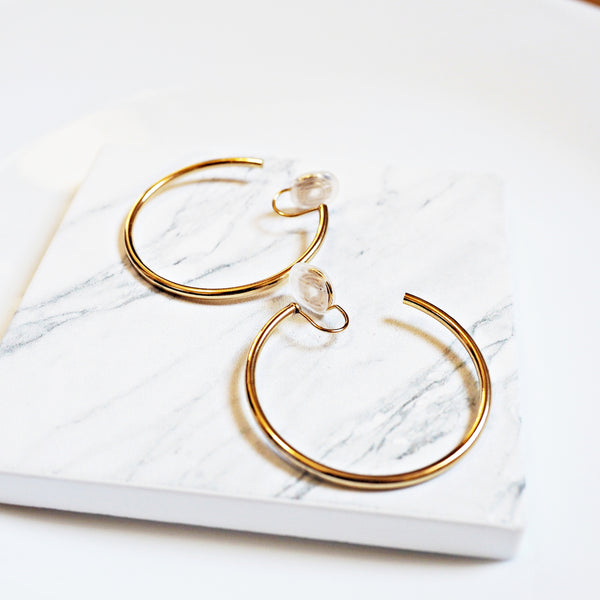 Gold 40mm Hoop Clip Angle Adjustable Spiral Clip On Earrings