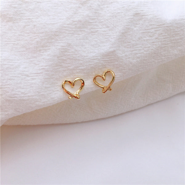 Gold Open Heart Silicon Pad Back Clip On Earrings