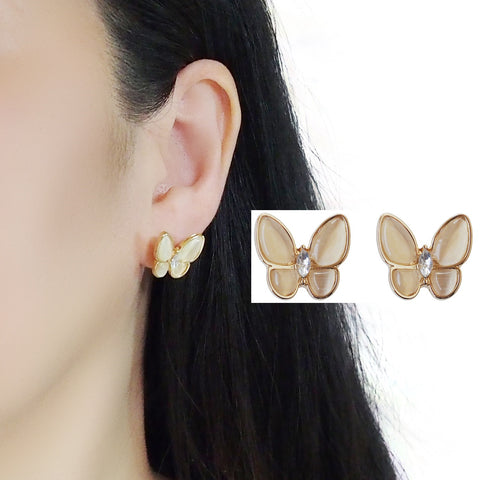 Amber Look Butterfly Invisible Clip On Earrings