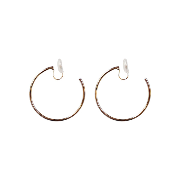 Silver 40mm Hoop Clip Angle Adjustable Spiral Clip On Earrings