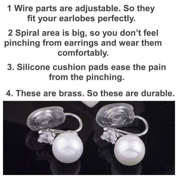 Silver 40mm Hoop Clip Angle Adjustable Spiral Clip On Earrings