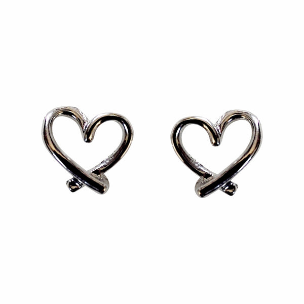 Silver Open Heart  Silicon Pad Back Clip On Earrings