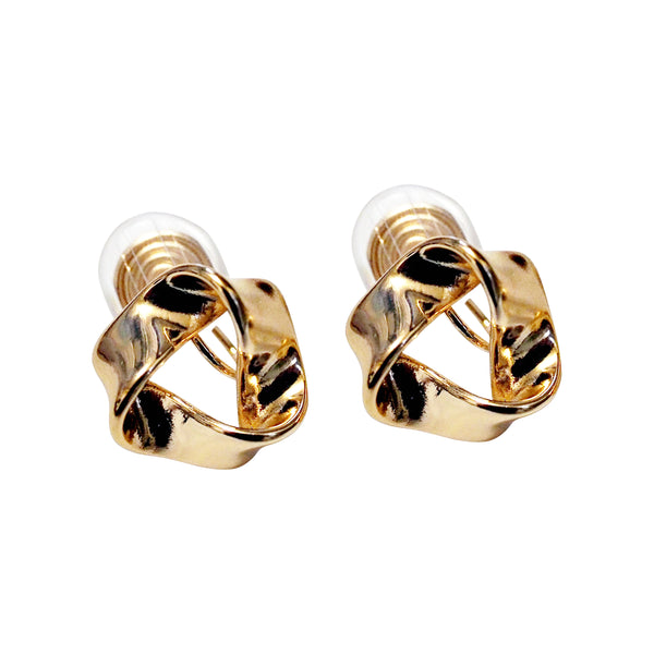 Twisted Open Triangle Gold Knot Spiral Clip On Earrings