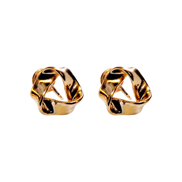 Twisted Open Triangle Gold Knot Spiral Clip On Earrings